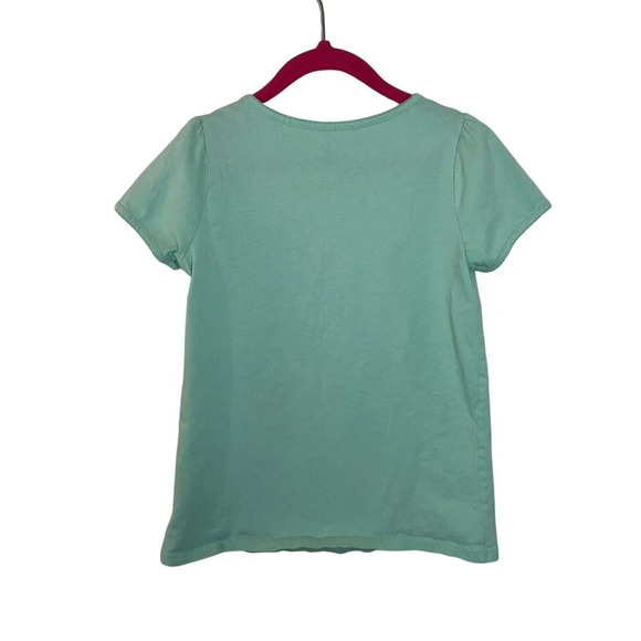 Land's End Girls T Shirt Size Small 7-8 Goldfish Sequin Ocean Sea Short Sleeve - Picture 2 of 4